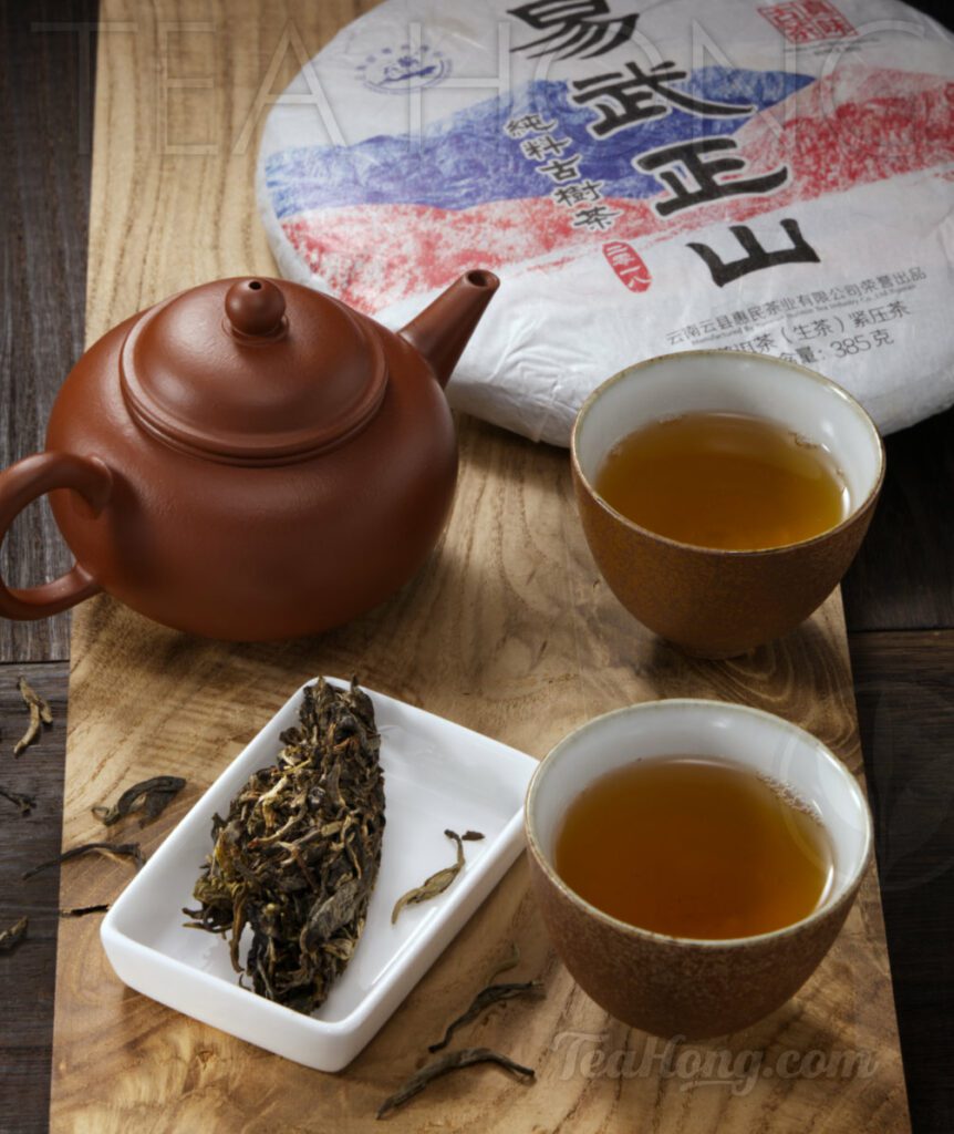 Tea made from the Yiwu Zheng Shan cha bing