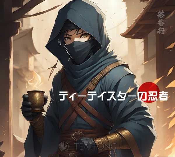 A ninja holding a cup of tea